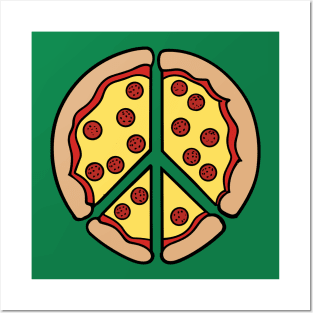 Peace Sign Made out of Pizza - Cheesy Pepperoni Love Posters and Art